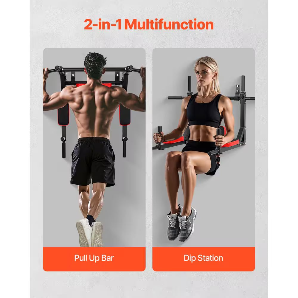 Multifunctional Pull up Bar, 440 Lbs. Capacity. Wall Mounted Chin up Bar Dip Station, Power Tower Set Training Equipment