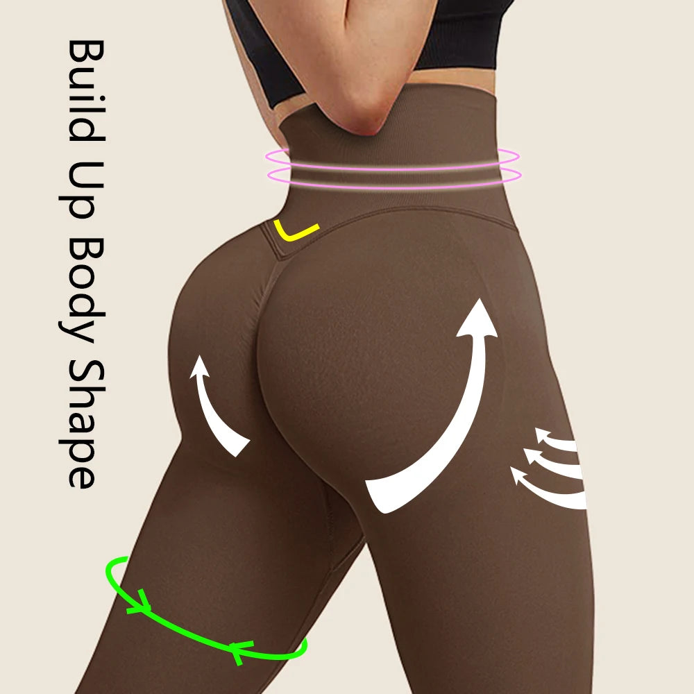 Aura Fitness New Seamless Push up Sport Leggings for Women High Waist Tummy Control Gym Workout Fitness Tights Stretchy Peach Butt Yoga Pants