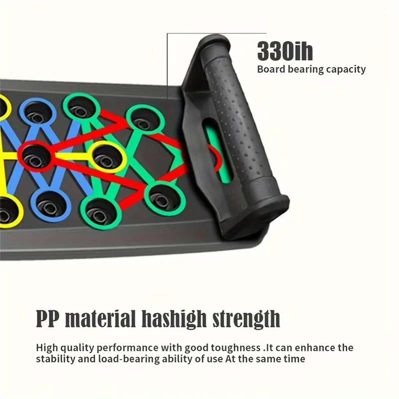 Aura Fitness Portable Folding Push-Up Board, Multi-Functional Anti-Slip Mat with Handle, Home Fitness Exercise for Chest