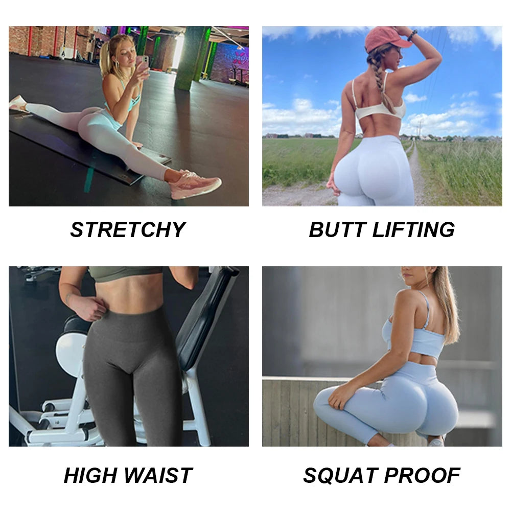Aura Fitness New Seamless Push up Sport Leggings for Women High Waist Tummy Control Gym Workout Fitness Tights Stretchy Peach Butt Yoga Pants
