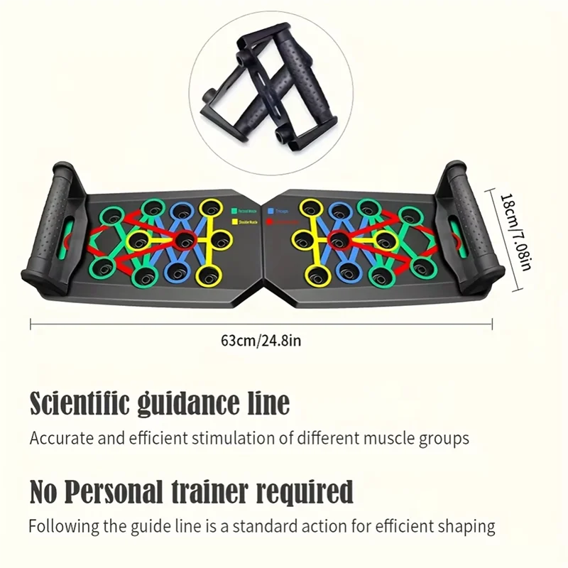 Aura Fitness Portable Folding Push-Up Board, Multi-Functional Anti-Slip Mat with Handle, Home Fitness Exercise for Chest