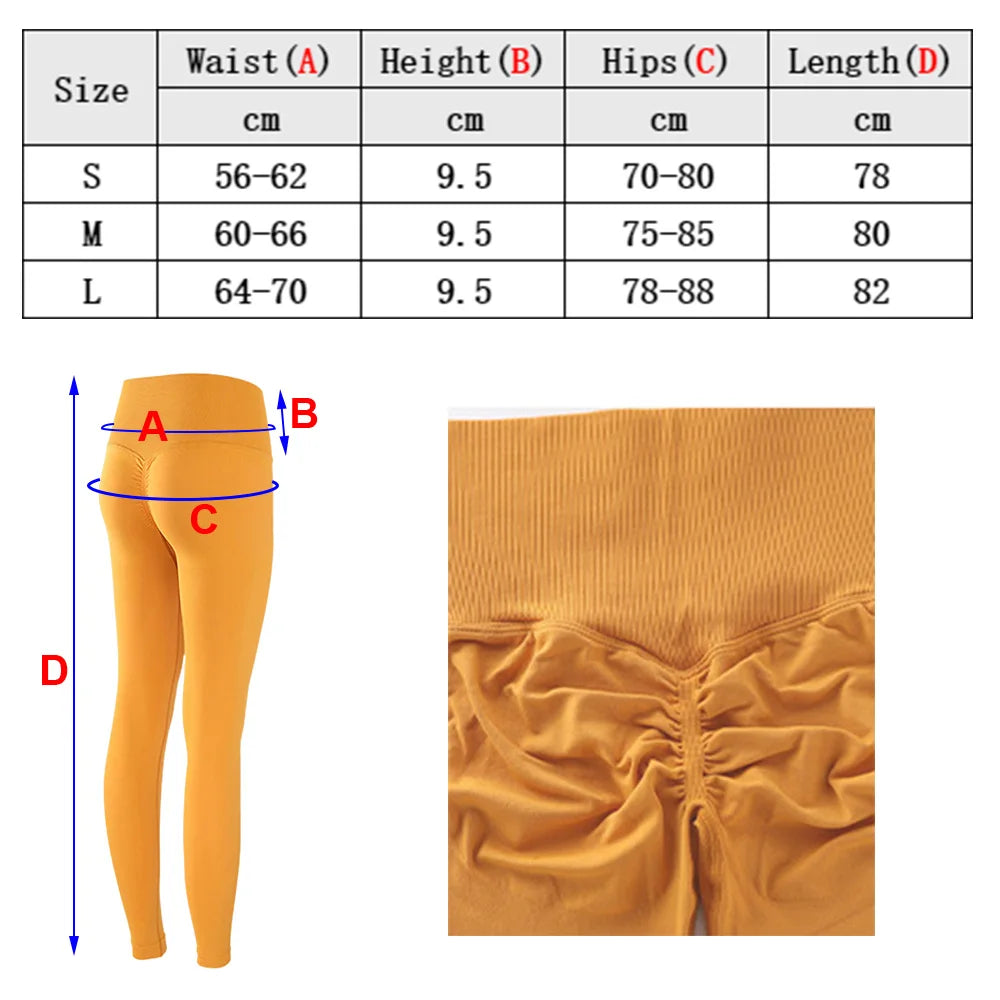 Aura Fitness New Seamless Push up Sport Leggings for Women High Waist Tummy Control Gym Workout Fitness Tights Stretchy Peach Butt Yoga Pants