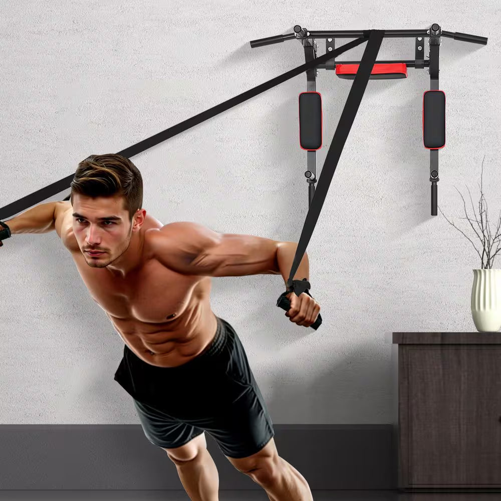 Multifunctional Pull up Bar, 440 Lbs. Capacity. Wall Mounted Chin up Bar Dip Station, Power Tower Set Training Equipment