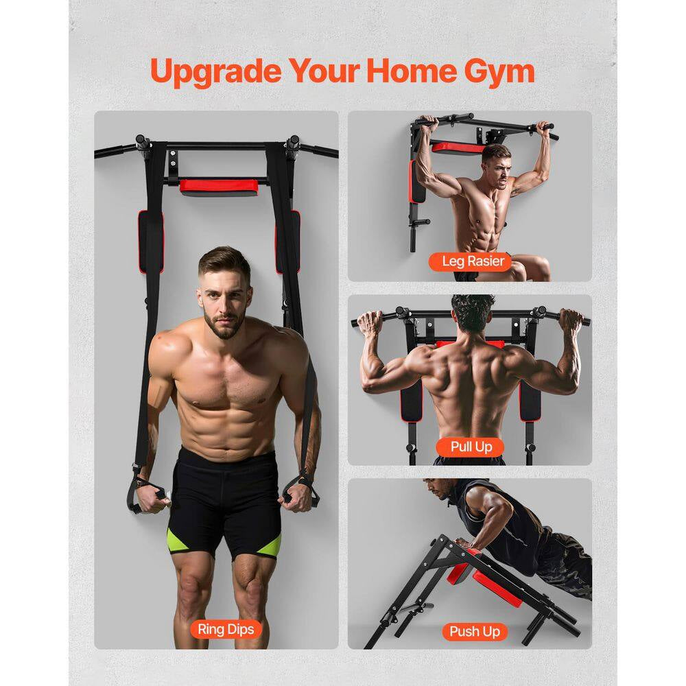 Multifunctional Pull up Bar, 440 Lbs. Capacity. Wall Mounted Chin up Bar Dip Station, Power Tower Set Training Equipment