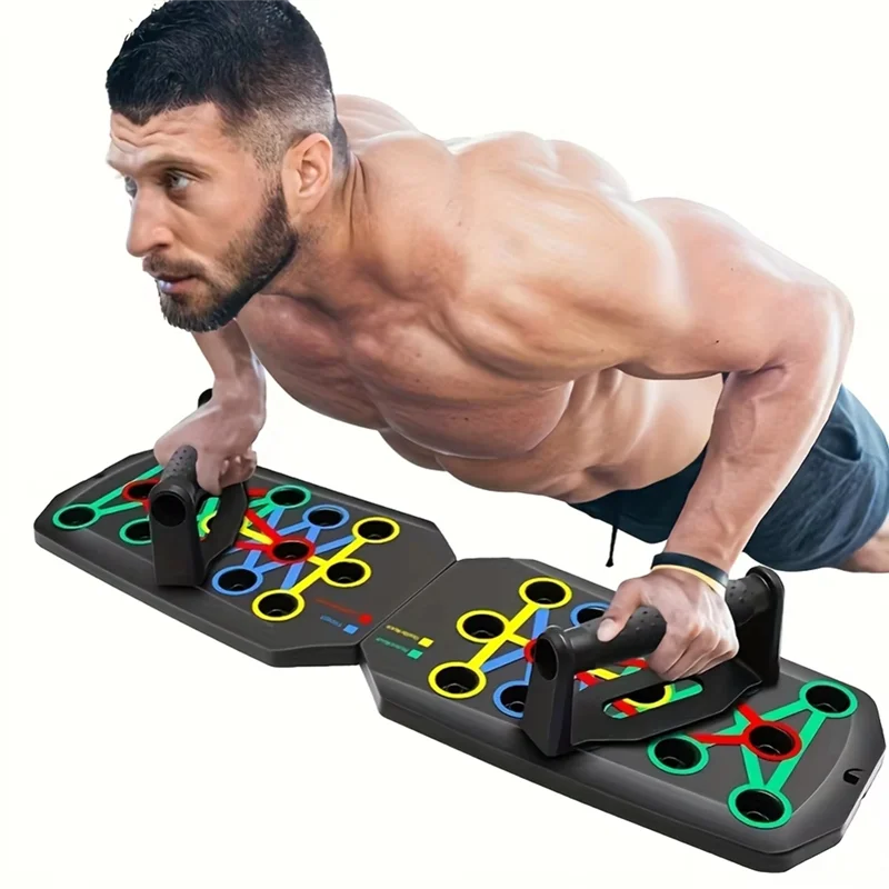 Aura Fitness Portable Folding Push-Up Board, Multi-Functional Anti-Slip Mat with Handle, Home Fitness Exercise for Chest