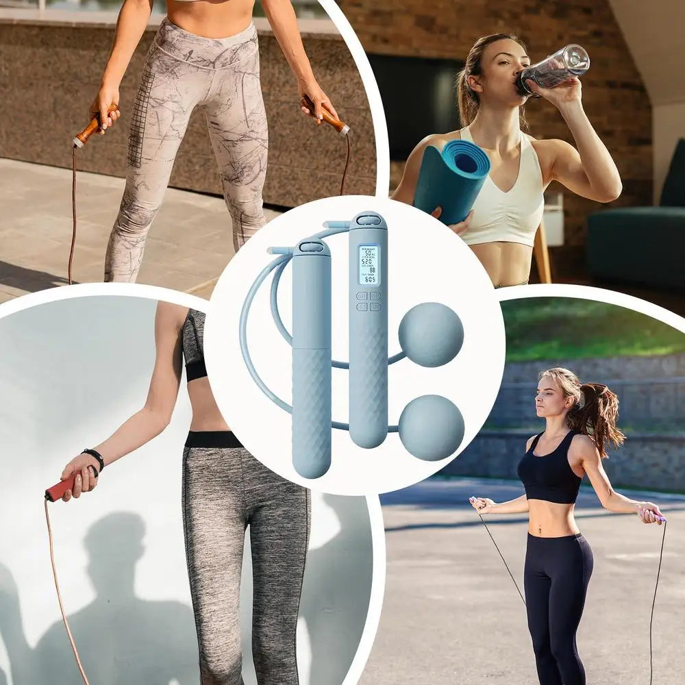 Aura Fitness 1 Pair Ropeless Jump Rope Smart Cordless Counting Skipping Rope Anti-Slip Adjustable Weighted Cordless Jump Ropes