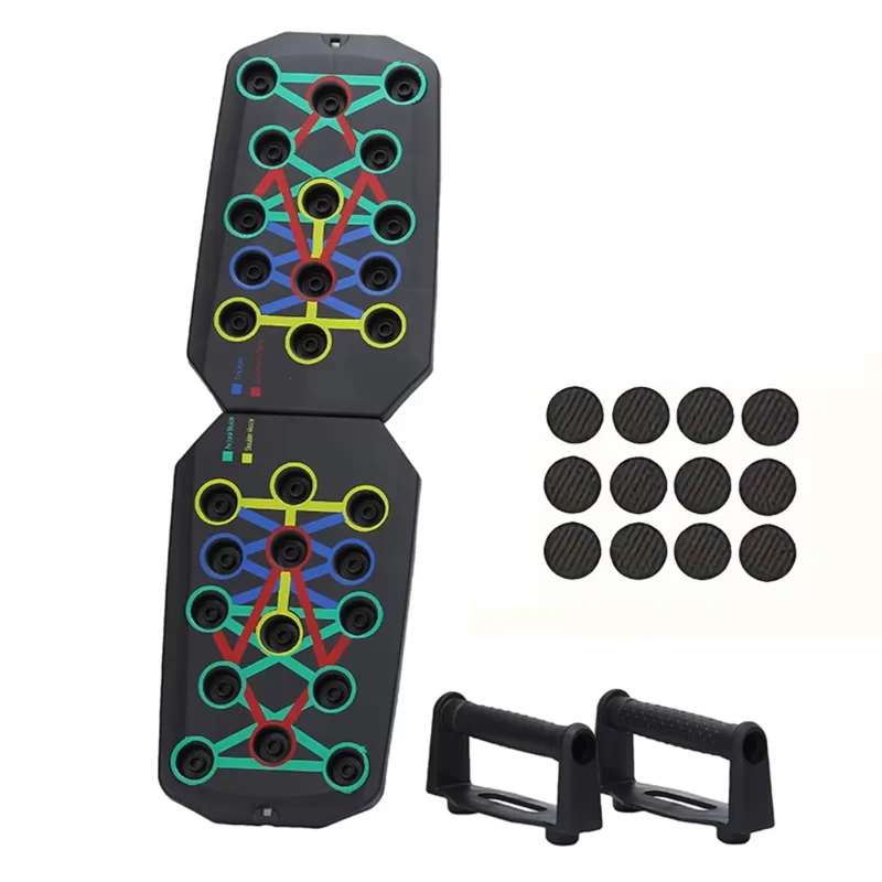 Aura Fitness Portable Folding Push-Up Board, Multi-Functional Anti-Slip Mat with Handle, Home Fitness Exercise for Chest