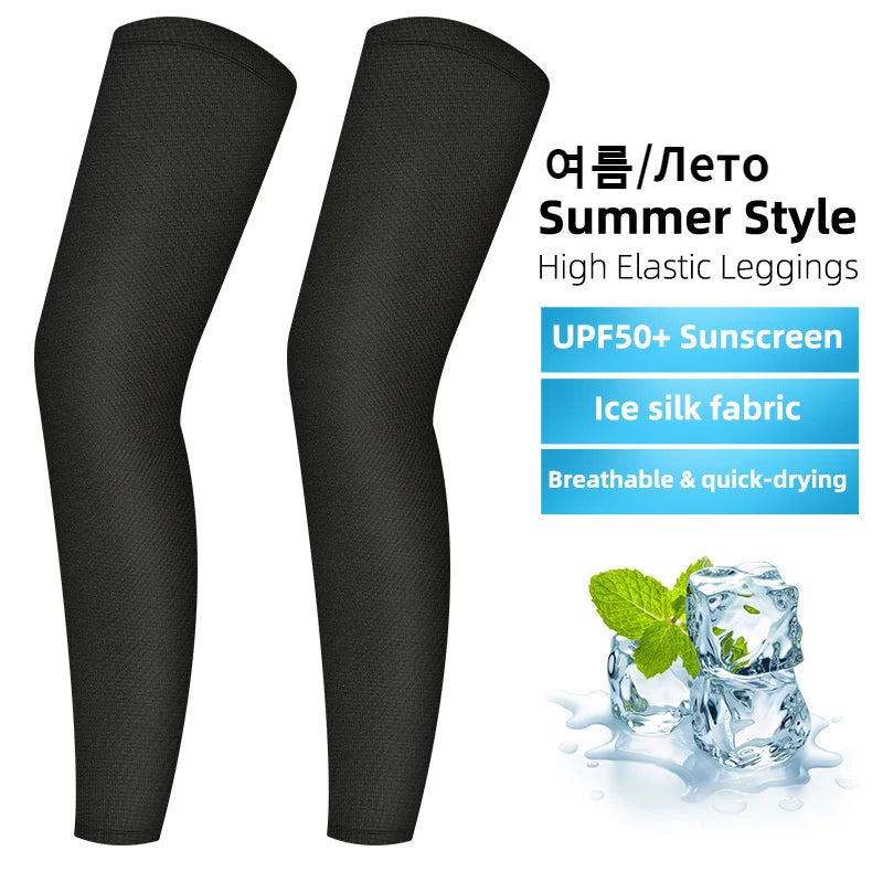 Aura Fitness Leg Sleeves Ice Silk Breathable Quick Dry Running Sports Leggings Sun UV Protection Leg Covers Cycling Leg Sleeves
