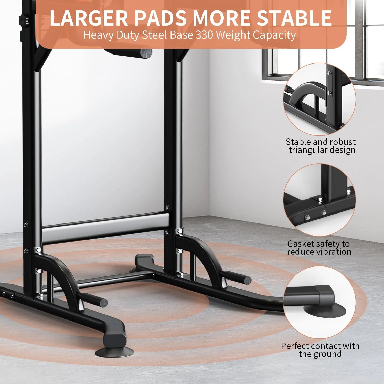 Pull up Bar Power Tower Dip Station Height Adjustable Strength Training Equipment for Fitness Home Workout Steel